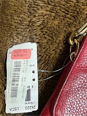 Coach Red Pebbled Leather Shoulder Bag with Gold Hardware